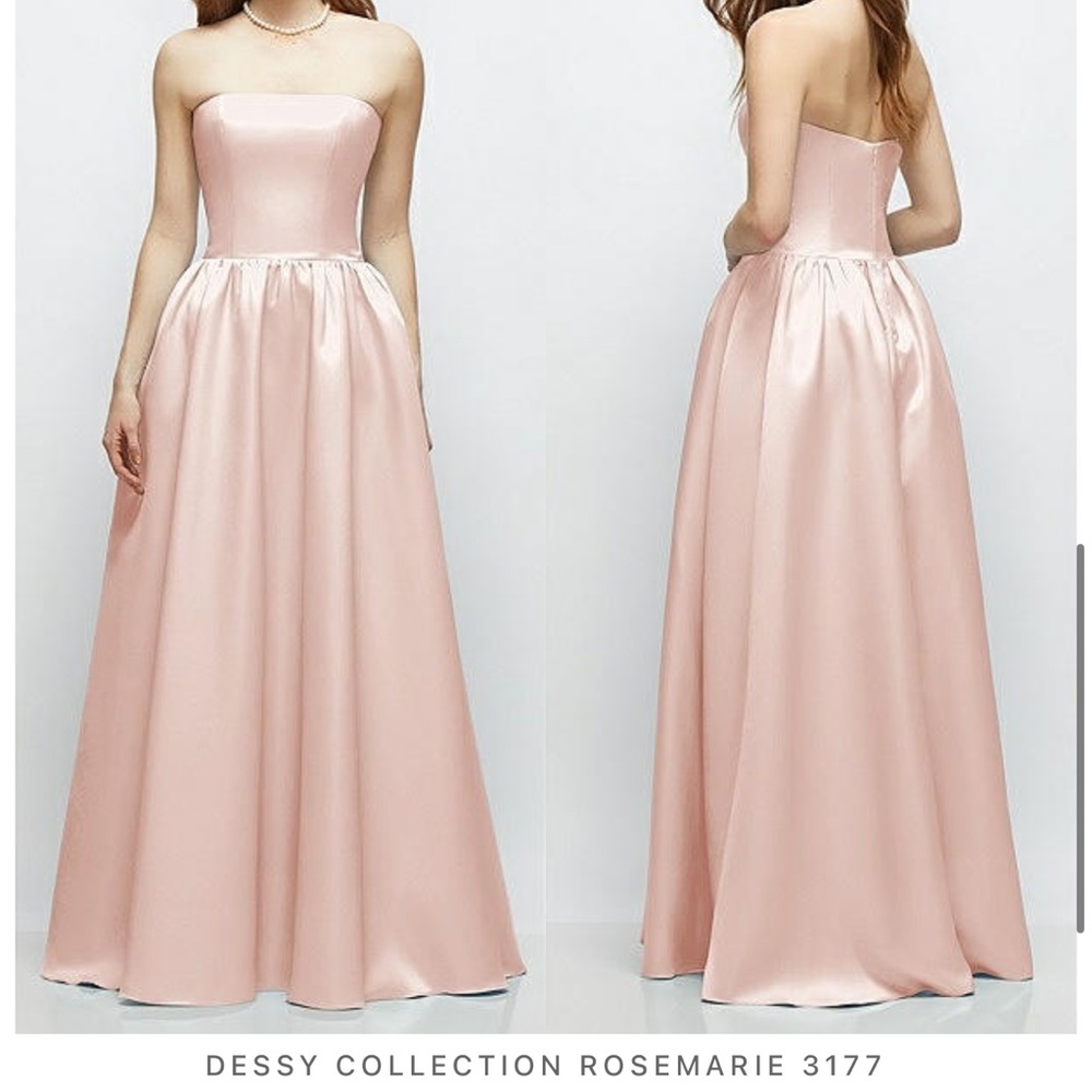 Dressy Collection 3177 Strapless Blush Pink Satin Evening Gown